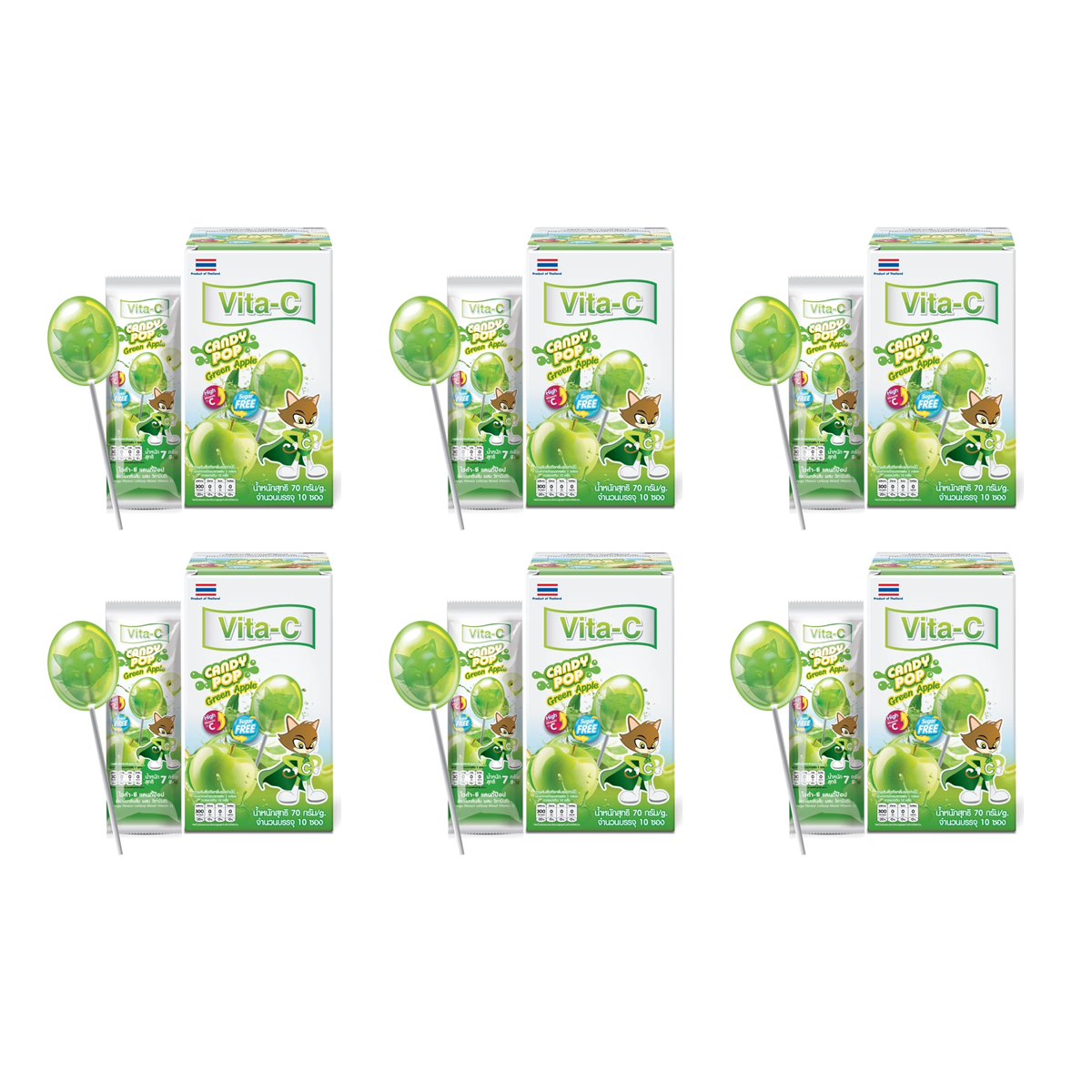 Vita-C Candy Pop – Green Apple Vitamin C Sugar-Free Lollipop (Box of 10)