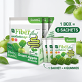 HandyHerb Fiber Flow gummy sachets in an open display box