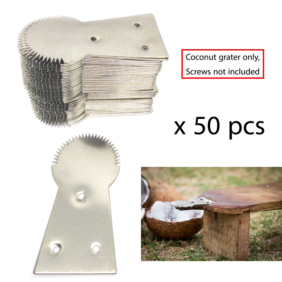 Blue Diamond Coconut Grater & Scraper Blade – Stainless Steel Thai Kitchen Tool
