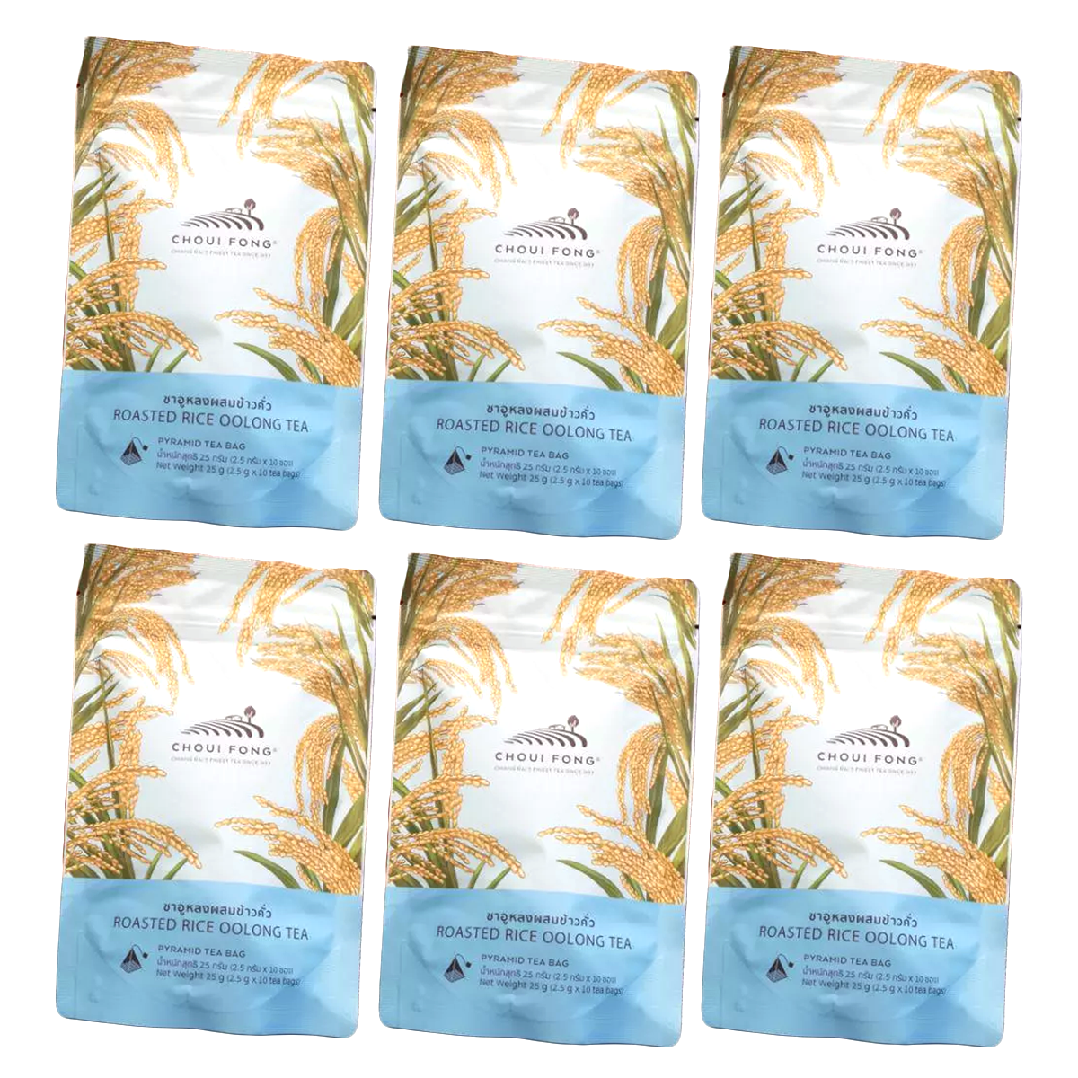 Choui Fong Gerösteter Reis-Oolong-Tee – 10 hochwertige Pyramidenbeutel, röstig & entspannend (25g)