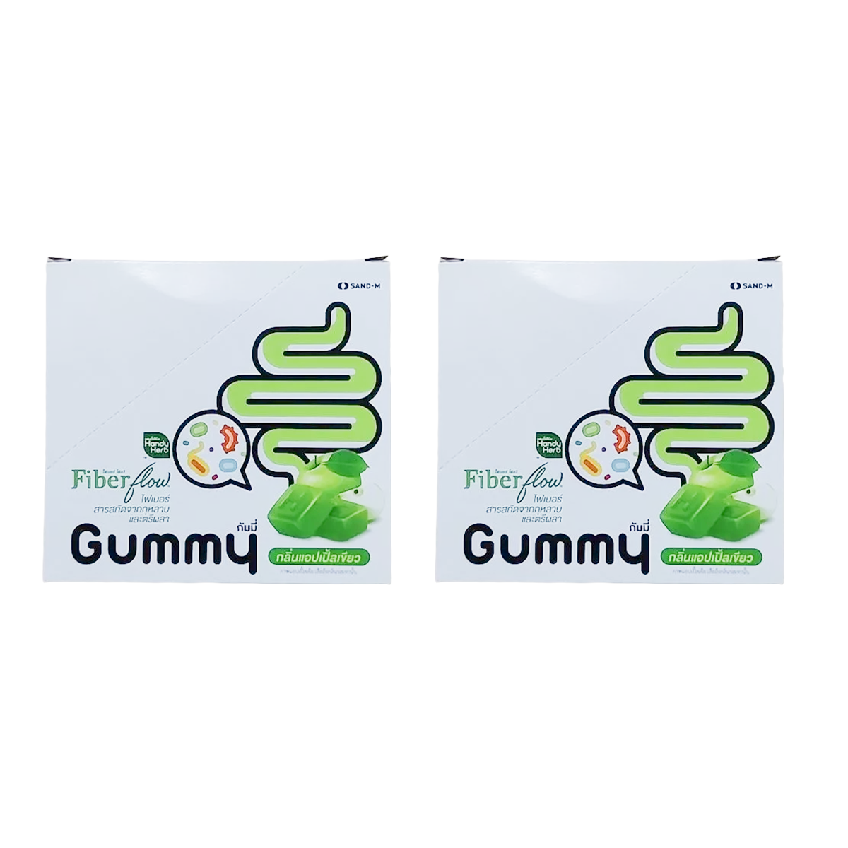 HandyHerb Fiber Flow Gummy Green Apple Smooth – 1 Box (6 Sachets, 24 Gummies)