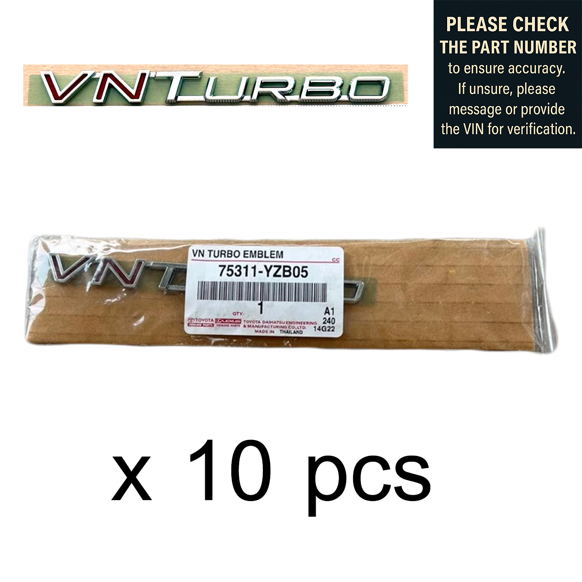 TOYOTA Genuine VN Turbo Door Emblem #75311-YZB05 – Hilux Vigo (2004–2011)