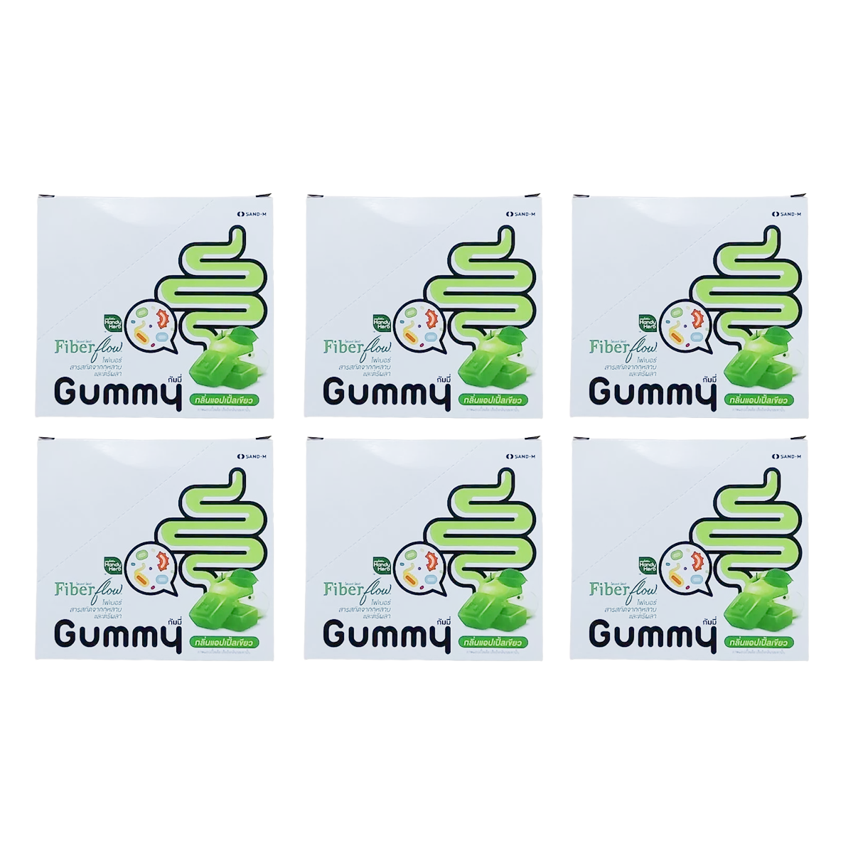 HandyHerb Fiber Flow Gummy Green Apple Smooth – 1 Box (6 Sachets, 24 Gummies)