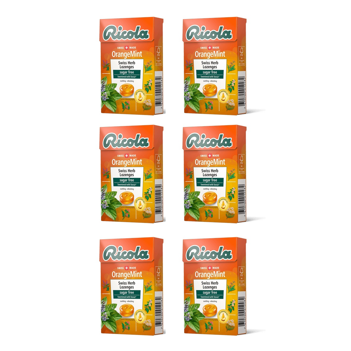 Ricola Swiss Herb Candy Lozenges Sugar Free 40g – 6 Flavors | Orange Mint, Cranberry, Glacier Mint & More