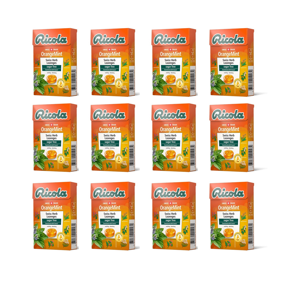 Ricola Swiss Herb Candy Lozenges Sugar Free 40g – 6 Flavors | Orange Mint, Cranberry, Glacier Mint & More