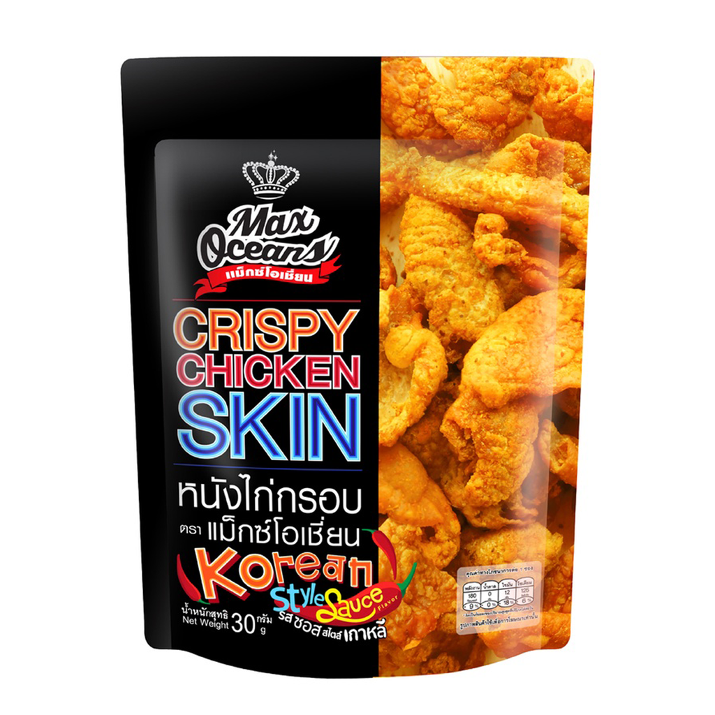 Crispy fried chicken skin snack , Korean Style Sauce flavor, 30 grams K