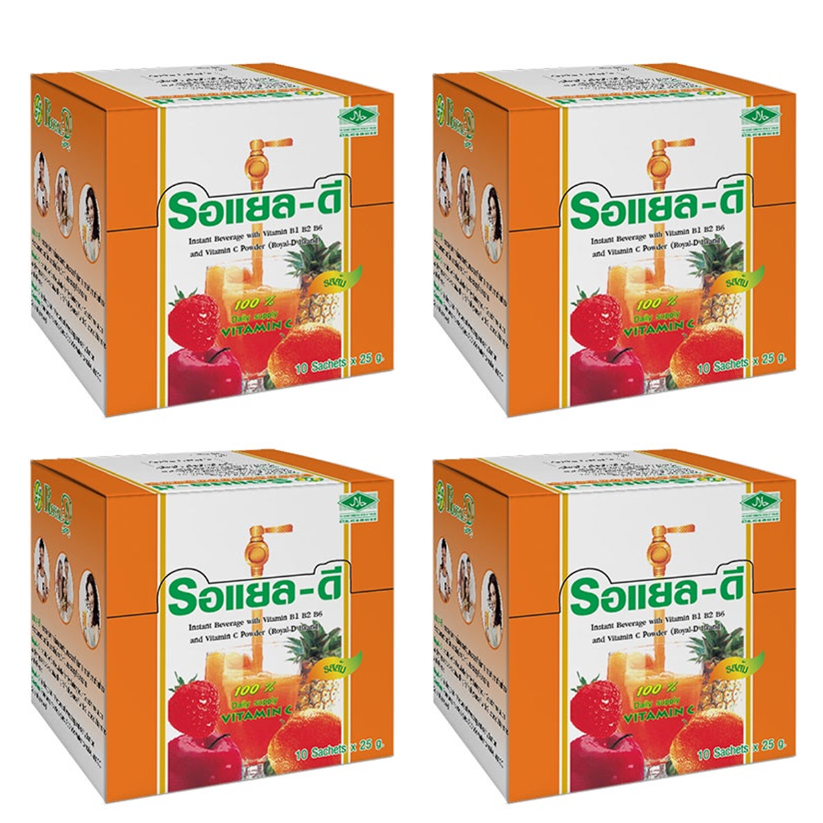 Royal-D Orangen-Elektrolytgetränkpulver mit Vitaminen B1, B2, B6, C & Kalzium (25g x 10 Beutel/Box)
